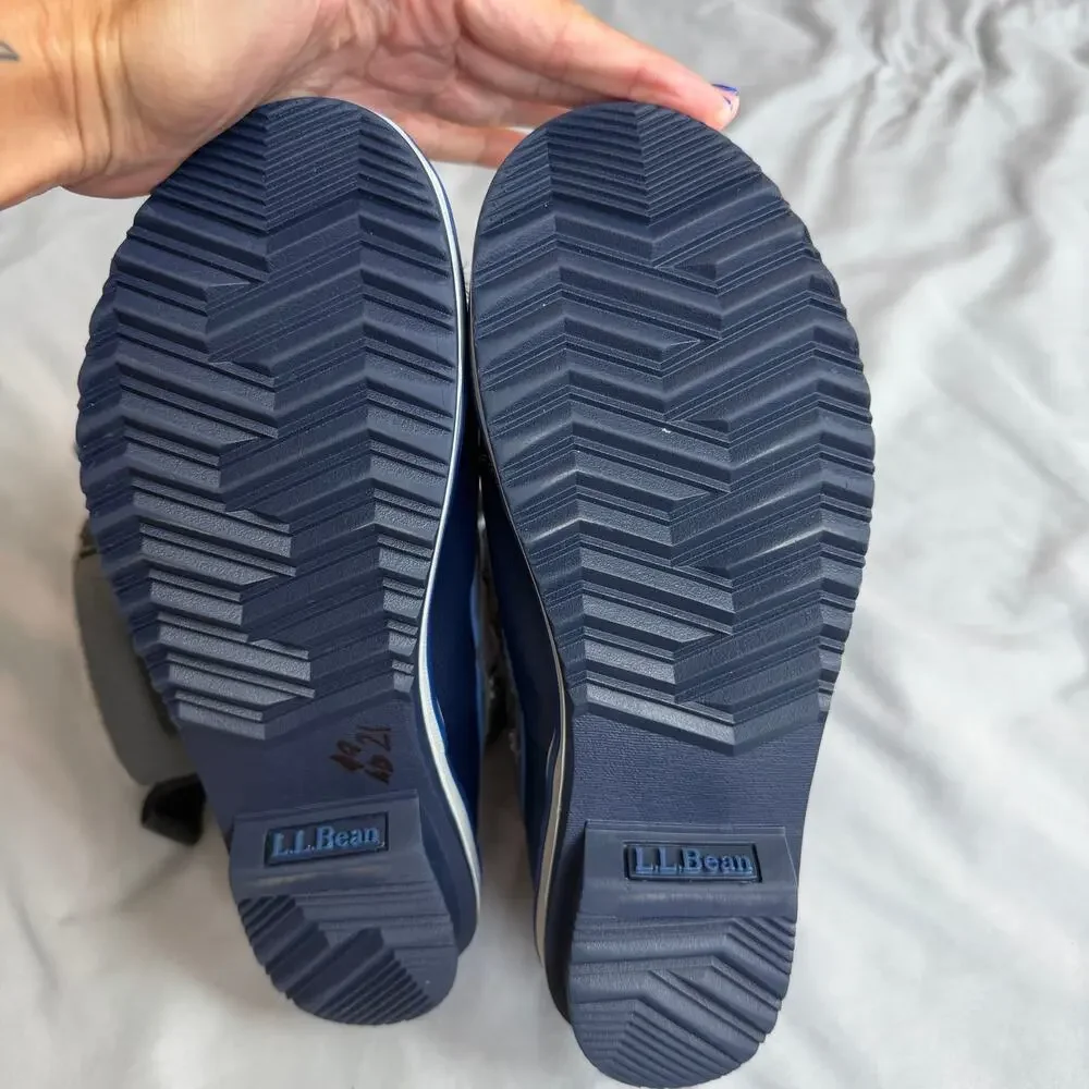 L.L.Bean Kids Snow Boots Blue Gray Insulated Winter Boots Size 4 200 Gram